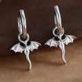 Tiny Dragon Huggie Hoop in Sterling Silver, Silver or Gold or Rose Gold, Dagon Dangle Hoop Earrings, Detachable and Interchangeable