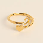 Personalized Initial Heart Ring - Adjustable