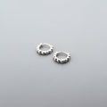 Sterling Silver Huggie Hoop Earrings, Pebble Circle Round Earrings, Minimalist Geometric Design