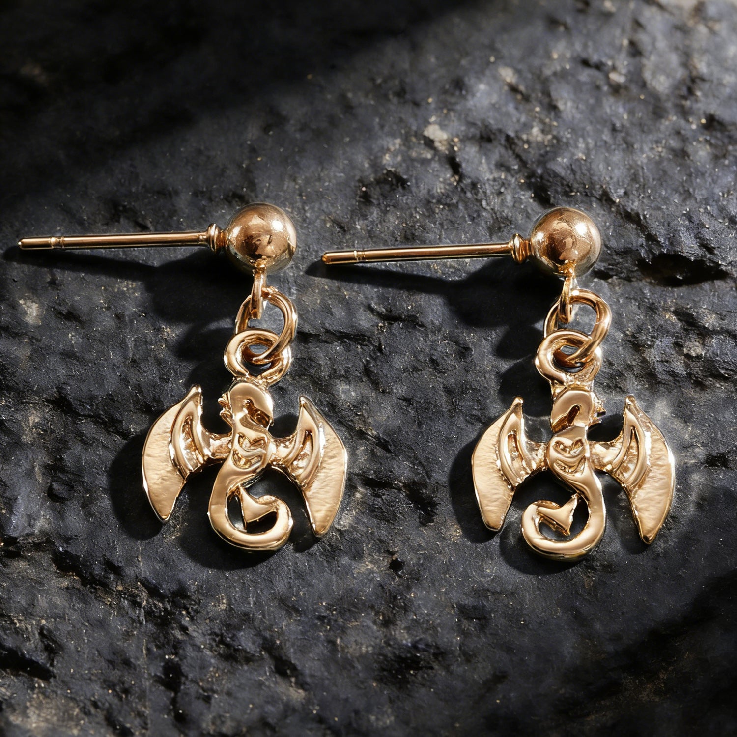 Tiny Dragon Drop Stud Earrings