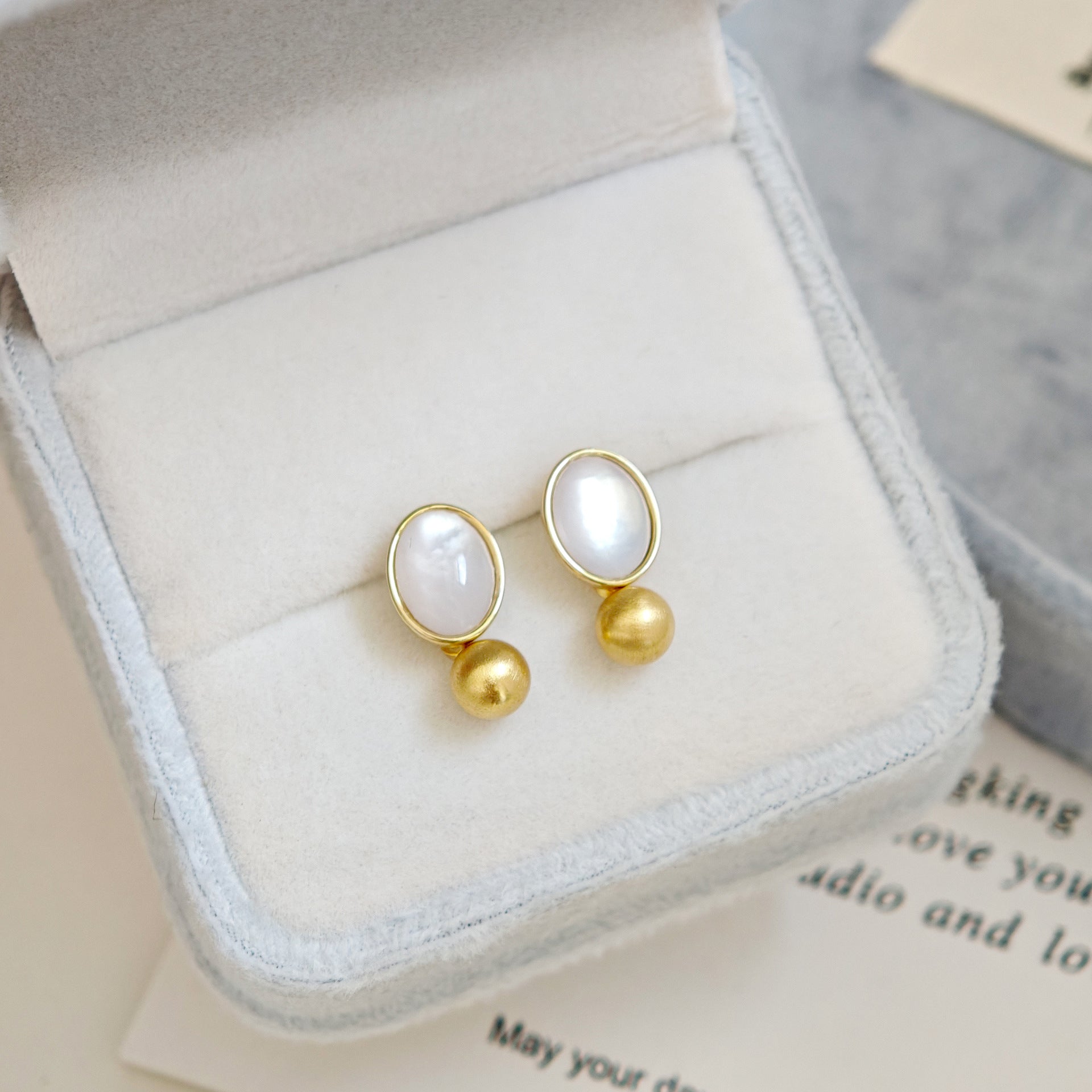 Blue & Pearl Stone Earrings