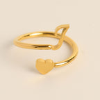 Personalized Initial Heart Ring - Adjustable