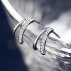 Double Hoop Effect Earrings in Sterling Silver, CZ Pave Hoop Earrings, Silver, Gold, Rose Gold, Dainty and Delicate