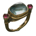 Vintage-Inspired Aquamarine & Ruby Cocktail Ring