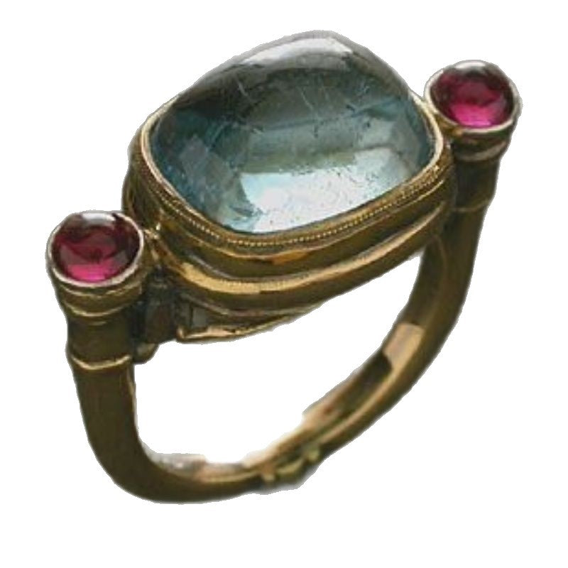 Vintage-Inspired Aquamarine & Ruby Cocktail Ring