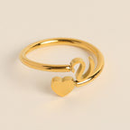 Personalized Initial Heart Ring - Adjustable
