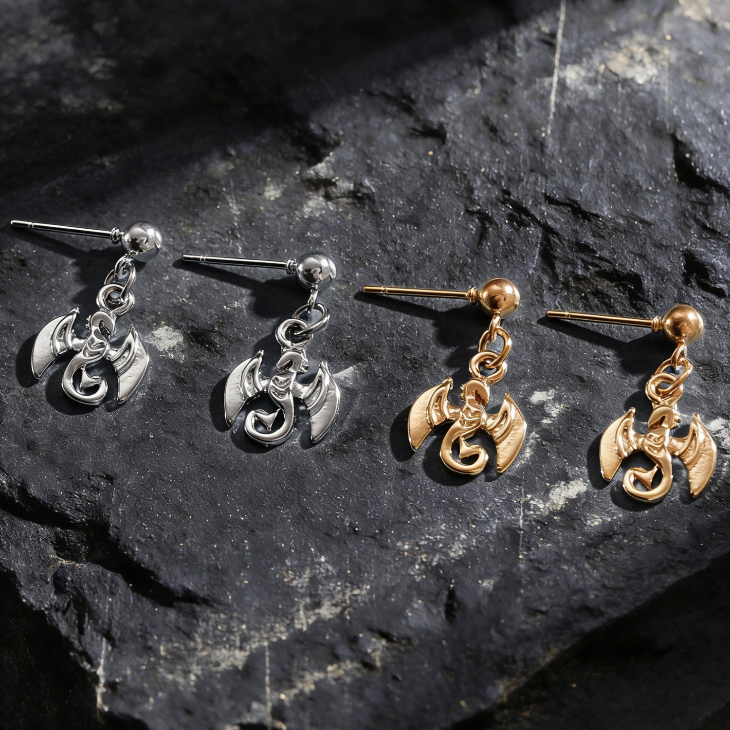 Tiny Dragon Drop Stud Earrings