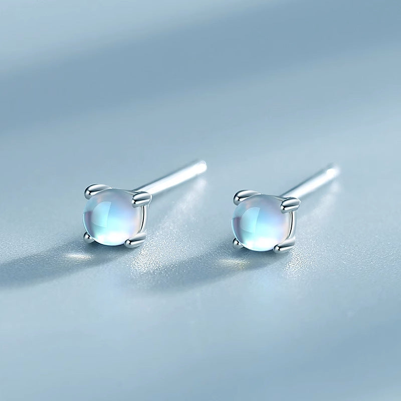 Sterling Silver Moonstone Tiny Stud Earrings