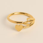 Personalized Initial Heart Ring - Adjustable