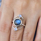 Labradorite & Moonstone Statement Ring