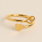 Personalized Initial Heart Ring - Adjustable