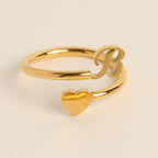 Personalized Initial Heart Ring - Adjustable