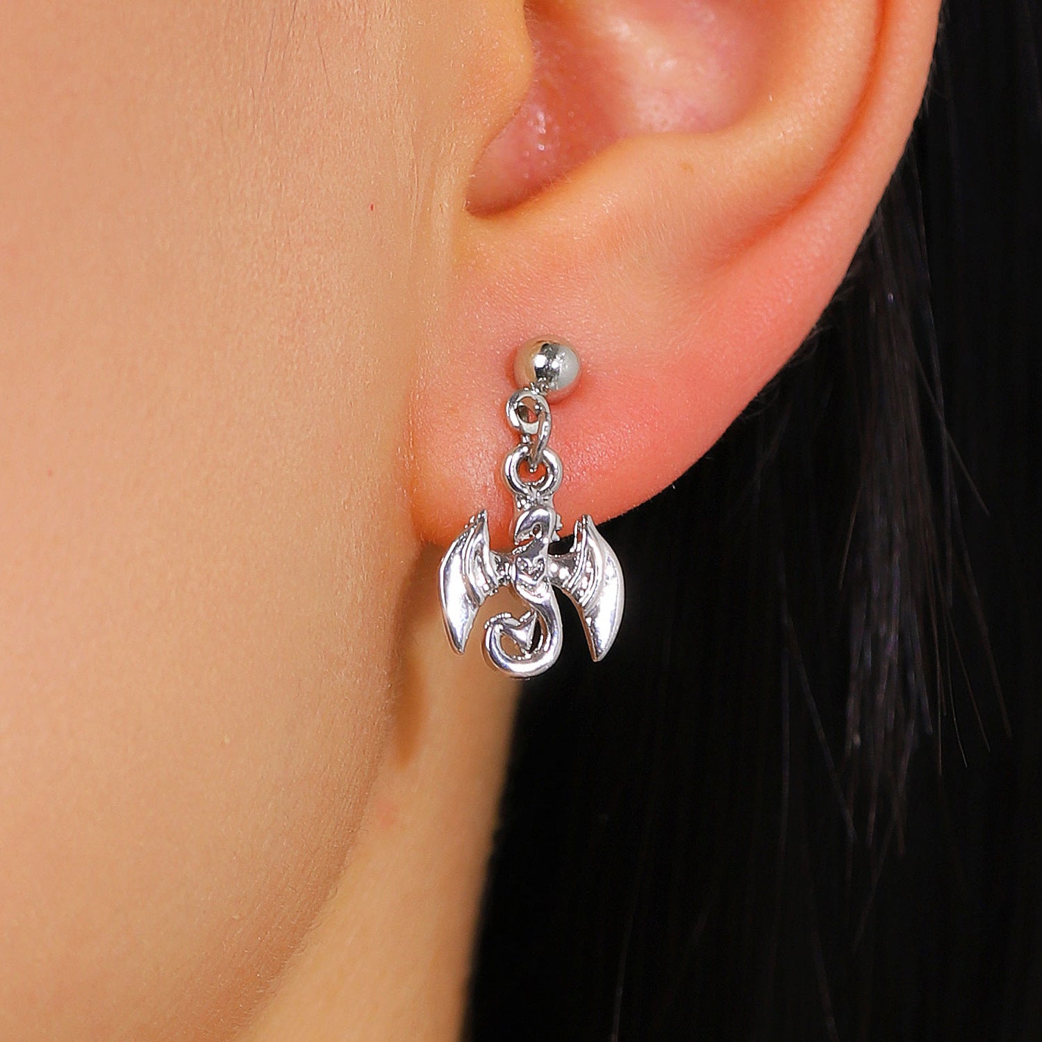 Tiny Dragon Drop Stud Earrings