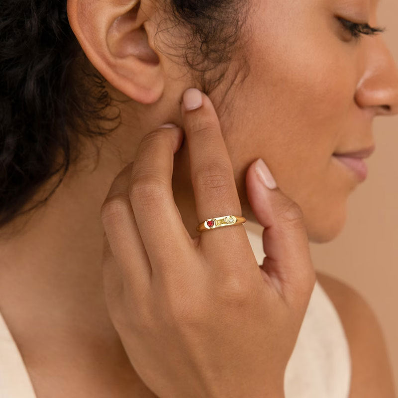 Custom Gemstone Signet Gold Colored Ring