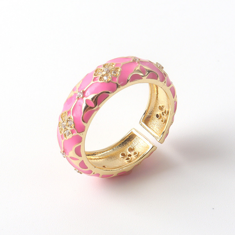 Cherry Blossom Enamel Ring