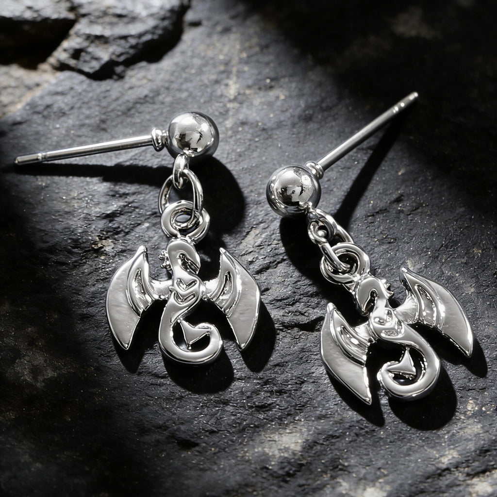 Tiny Dragon Drop Stud Earrings