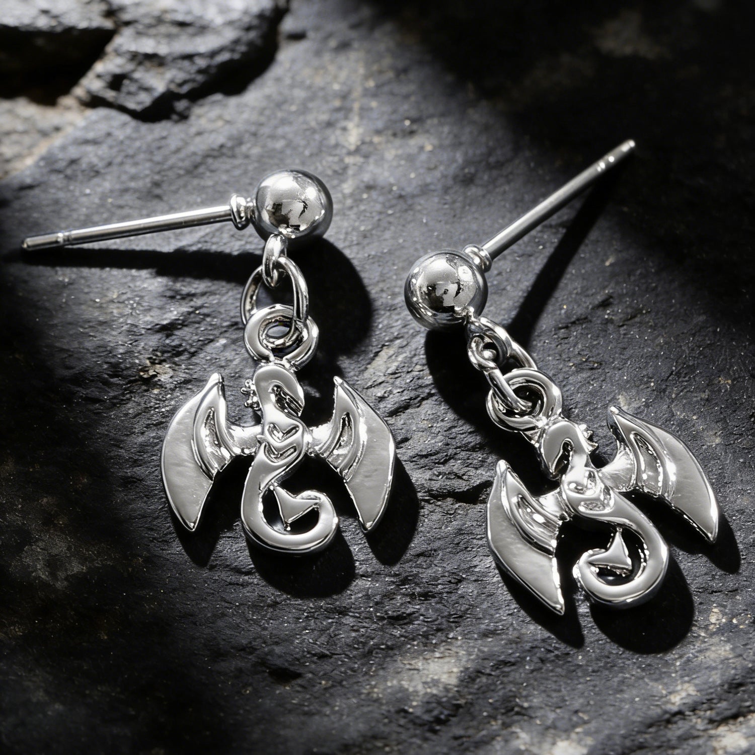 Tiny Dragon Drop Stud Earrings