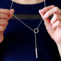 Sterling Silver Circle Bar Lariat Necklace