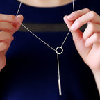 Sterling Silver Circle Bar Lariat Necklace