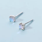 Sterling Silver Moonstone Tiny Stud Earrings