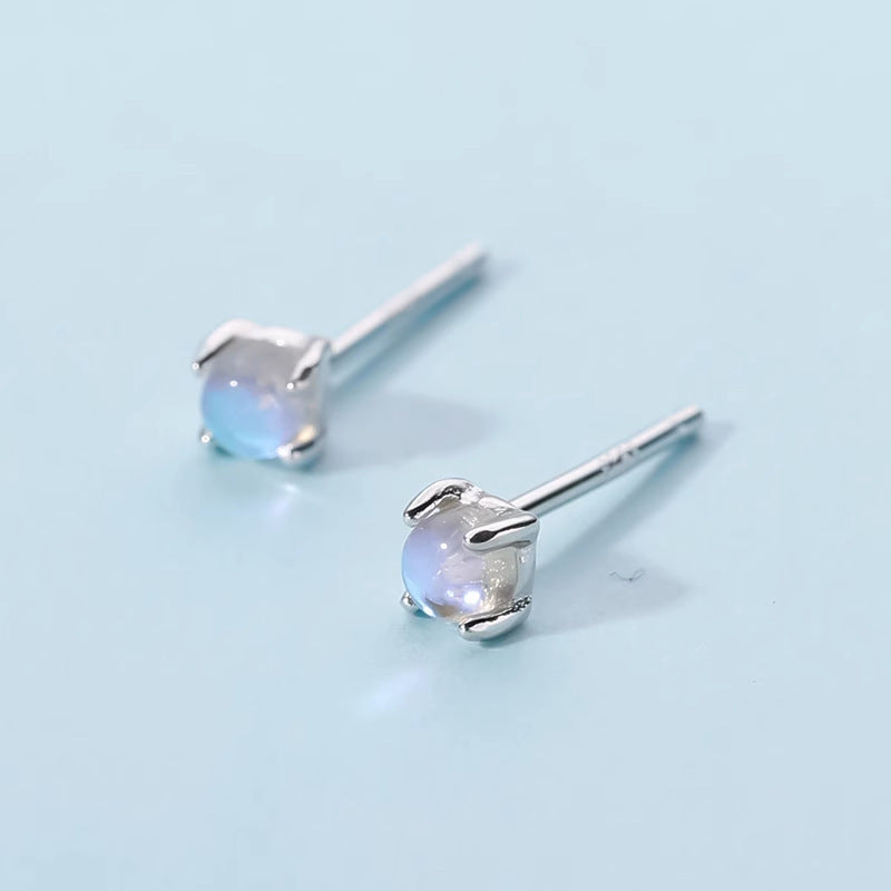 Sterling Silver Moonstone Tiny Stud Earrings