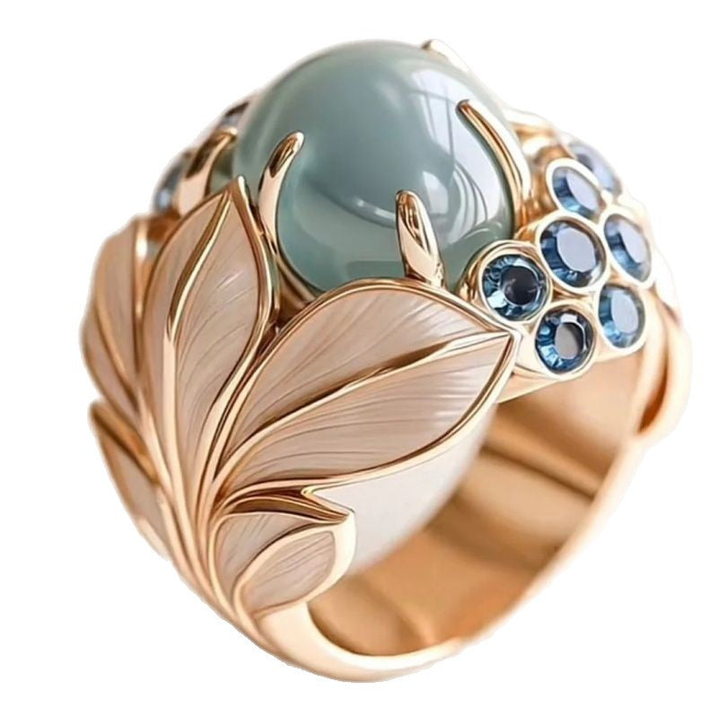 Elegant Bloom Blue Gem Floral Ring