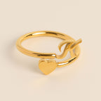Personalized Initial Heart Ring - Adjustable