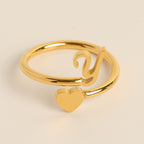 Personalized Initial Heart Ring - Adjustable