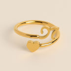 Personalized Initial Heart Ring - Adjustable