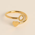 Personalized Initial Heart Ring - Adjustable