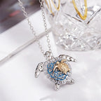 Sea Turtle Pendant Necklace - Vintage Silver