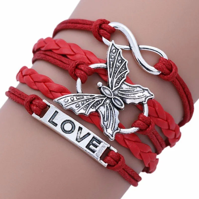 Vintage Love Butterfly Leather Bracelet