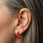 Red Hoop Rose Gold Earrings