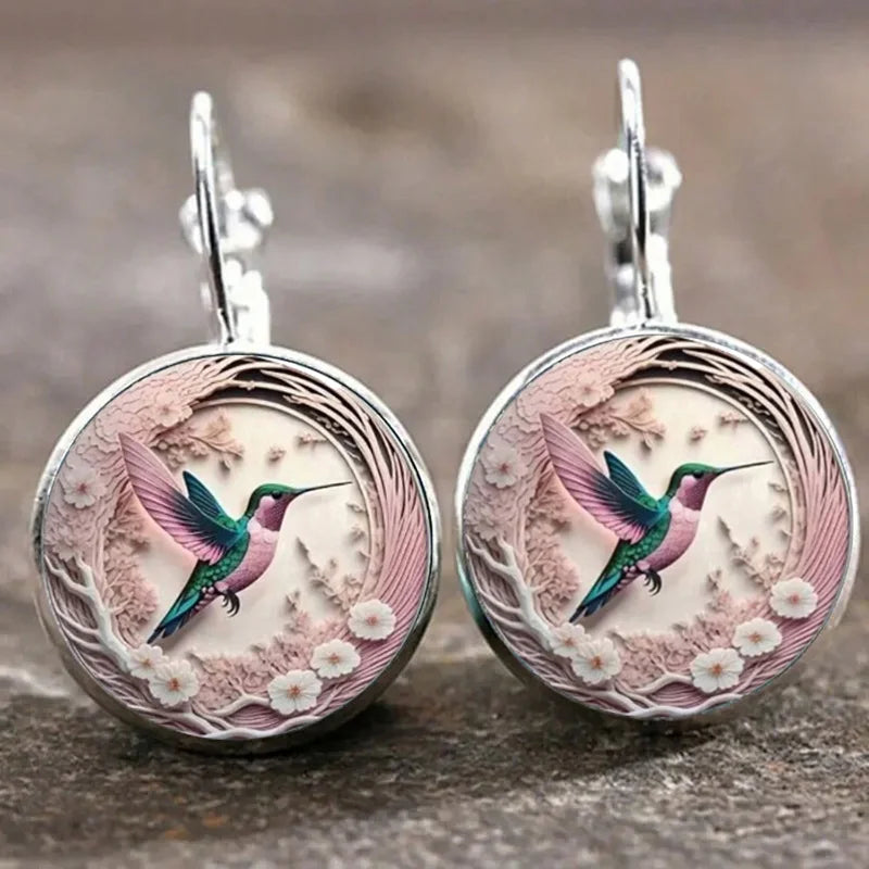 Hummingbird Glass Dome Pendant Necklace