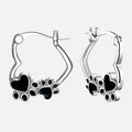 Heart Paw Huggie Earrings With Black Enamel