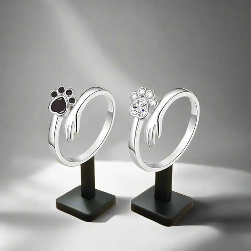 925 Sterling Silver Adjustable Ring – Hand And Paw Print Design