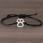 Paw Print Cord Bracelet – Adjustable Black And Red Design