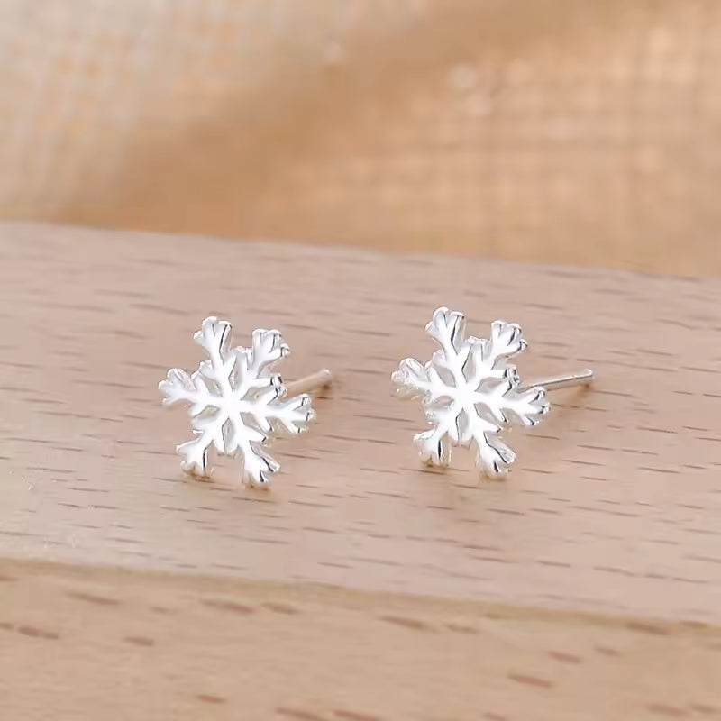 Snowflake Stud Earrings Sterling Silver