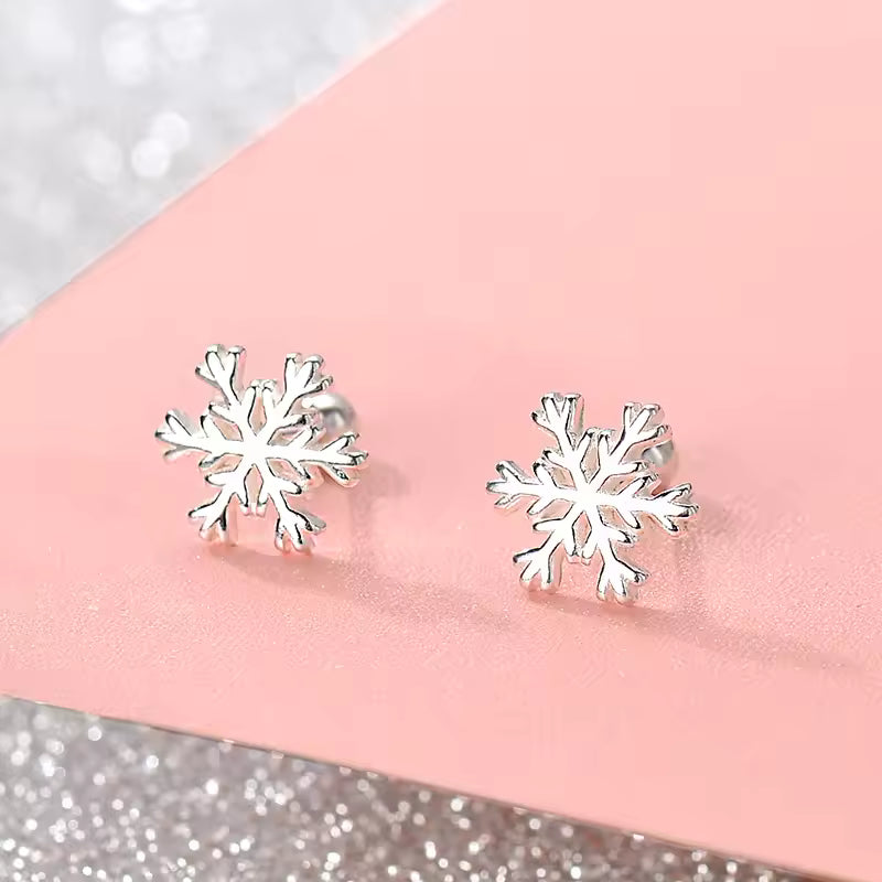 Snowflake Stud Earrings Sterling Silver
