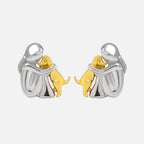 Silver And Gold Two-Tone Hug Earrings