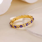 Rainbow Enamel Evil Eye Ring