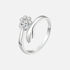 925 Sterling Silver Adjustable Ring – Hand And Paw Print Design