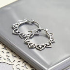 Lotus Flower Hoop Earrings