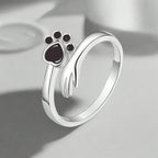 925 Sterling Silver Adjustable Ring – Hand And Paw Print Design