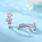 Paw Huggie Earrings In 925 Sterling Silver – With Zirconia And Heart Gem
