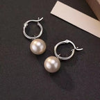 Huggie Hoop Earrings With Pearl Charms