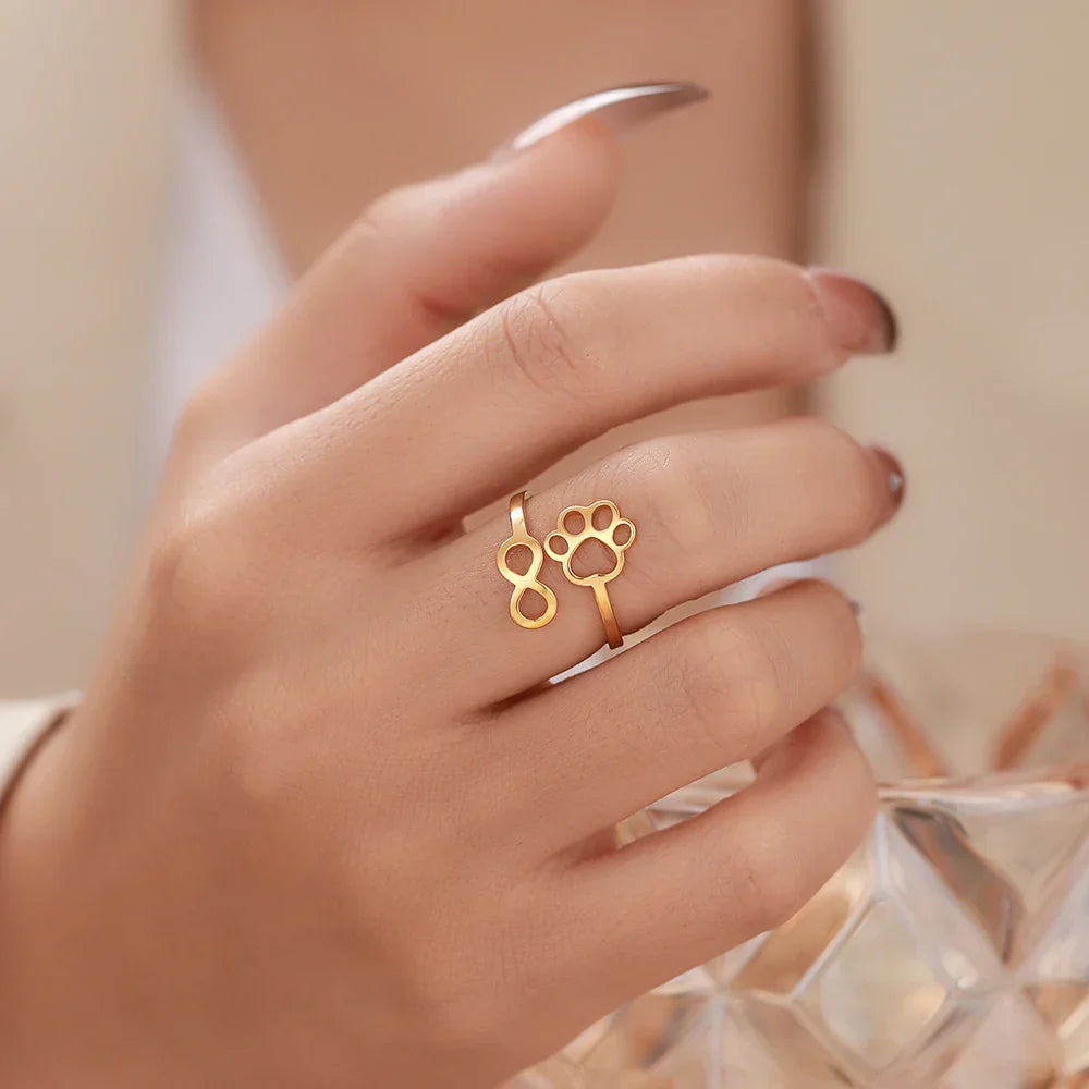 Adjustable Infinity Paw Ring – Stainless Steel