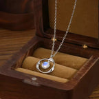 Moonstone Mobius Circle Pendant Necklace