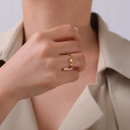 Gold-Tone Paw Print Ring – Stainless Steel