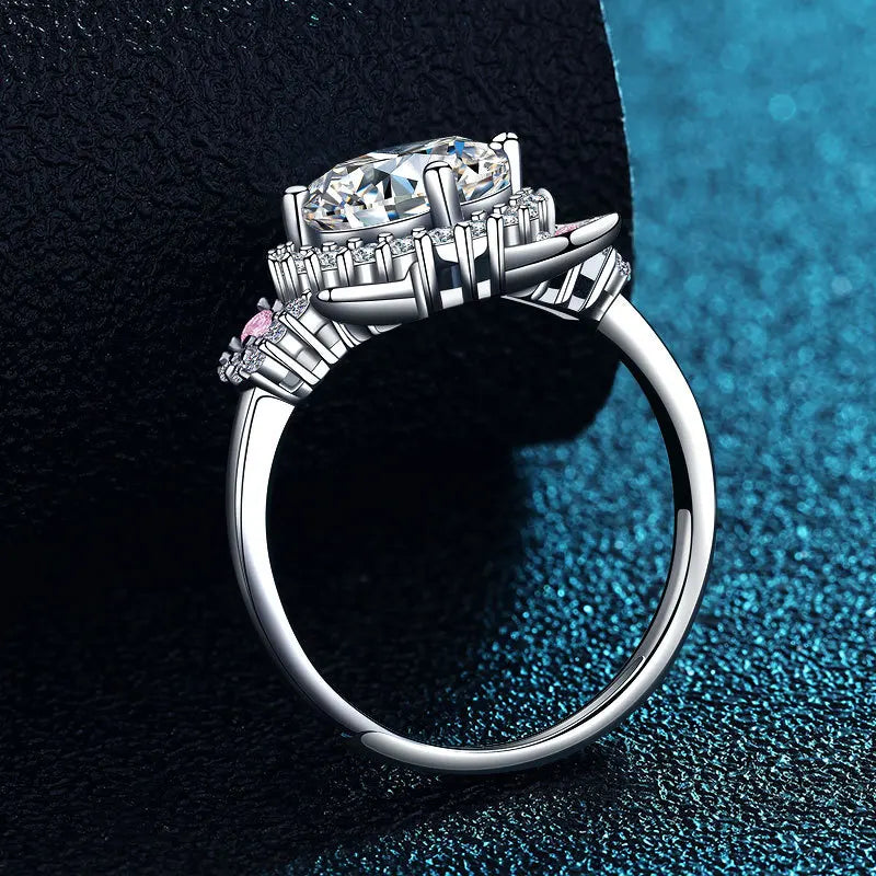 Adjustable Cat Ears Ring With Zirconia